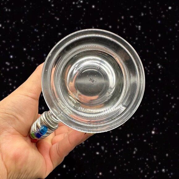 Anchor Hocking Glass Clear Mug With Metal Wrap Handle Set 2 Rainbow Beads 5”T - Picture 10 of 10